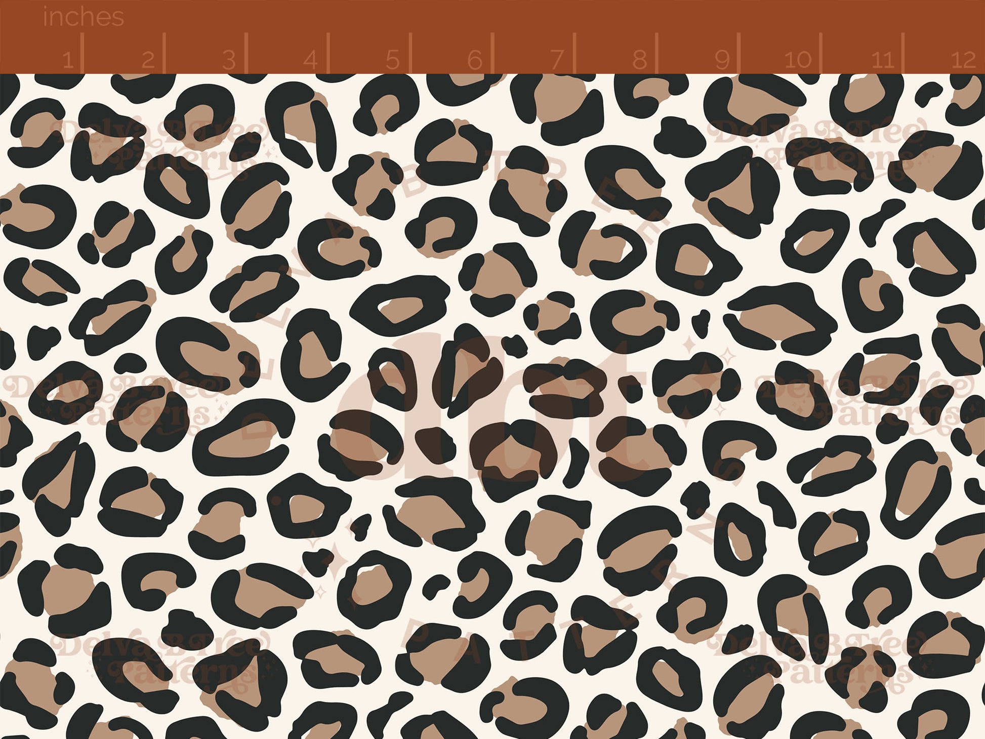 Brown, ivory and black leopard print seamless pattern scale digital file for small shops that make handmade products in small batches.