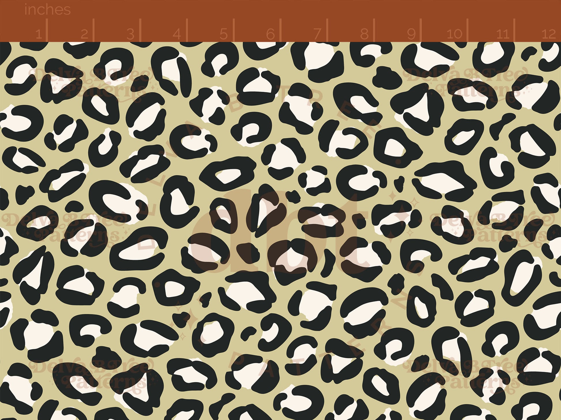 Dusty yellow, ivory and black leopard print seamless pattern scale digital file for small shops that make handmade products in small batches.