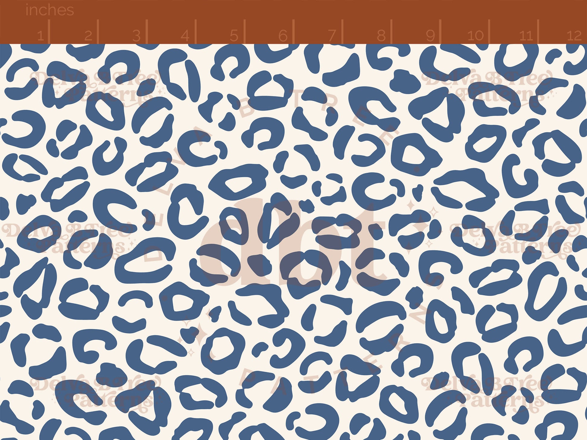 Federal blue and cream leopard print seamless pattern scale digital file for small shops that make handmade products in small batches.