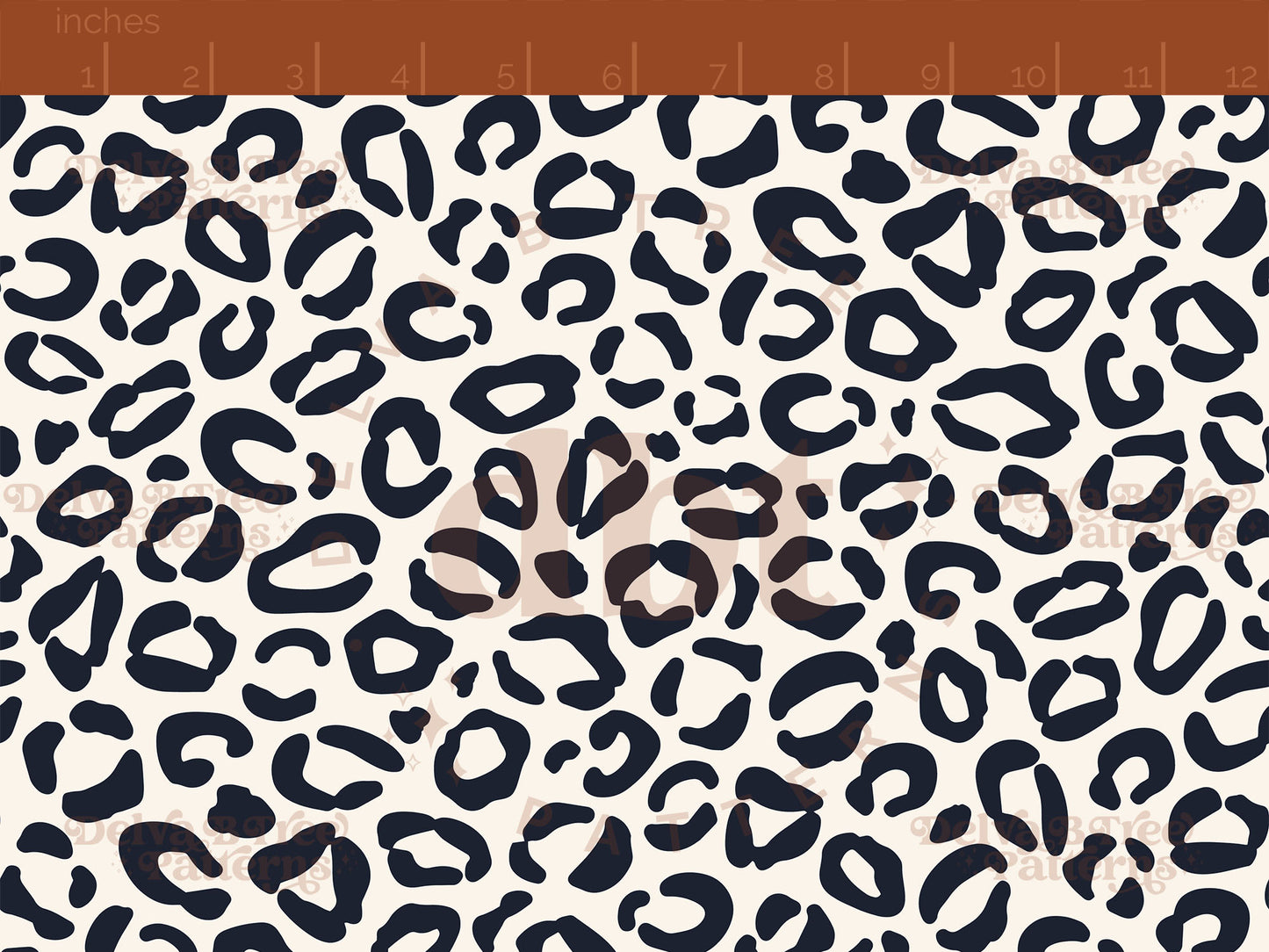 Dark navy blue and cream leopard print seamless pattern scale digital file for small shops that make handmade products in small batches.