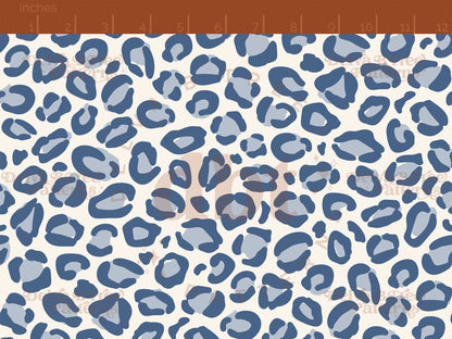 Pastel blue, federal blue and ivory leopard print seamless pattern scale digital file for small shops that make handmade products in small batches.