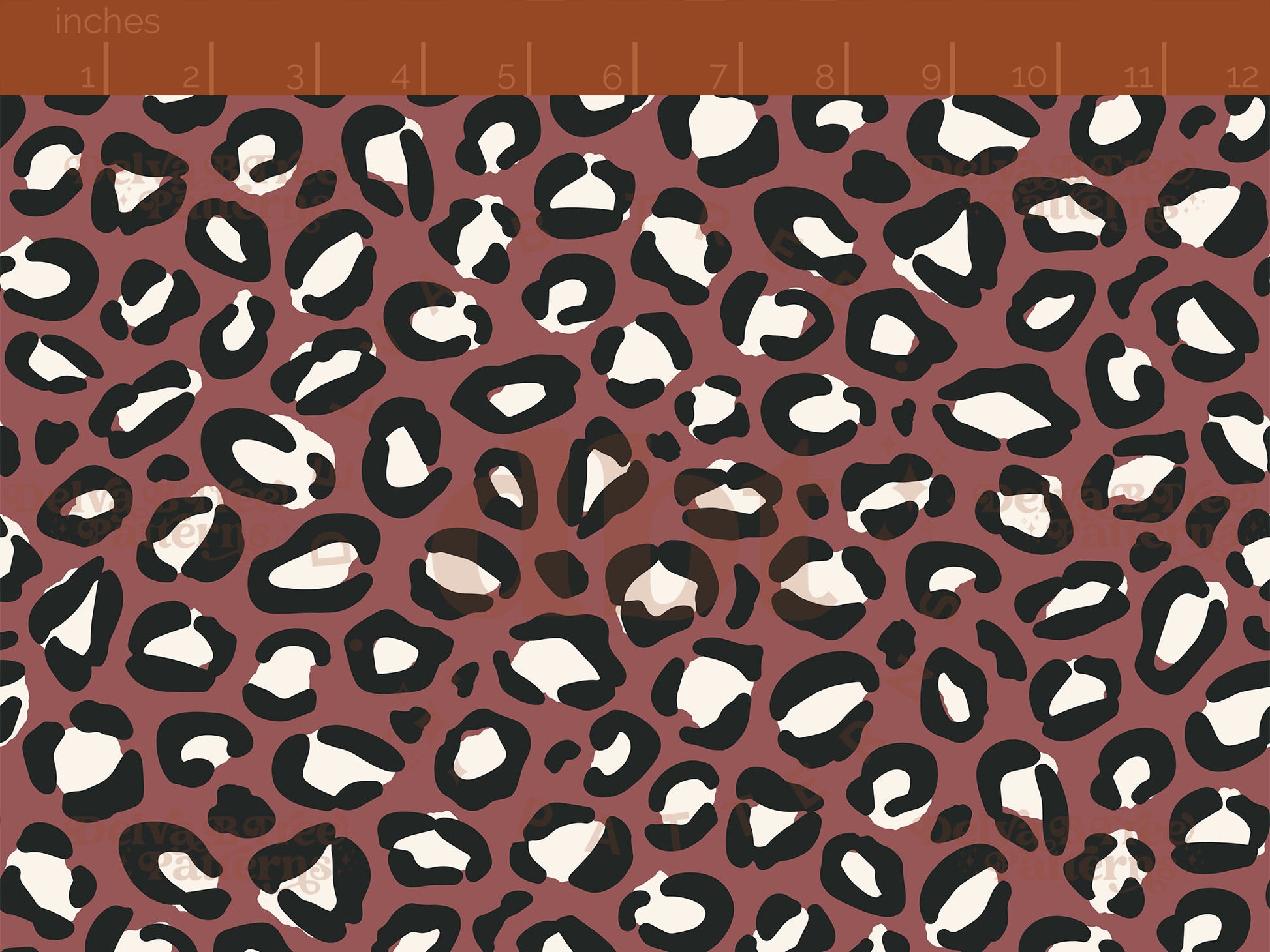 Dark wine, ivory and black leopard print seamless pattern scale digital file for small shops that make handmade products in small batches.