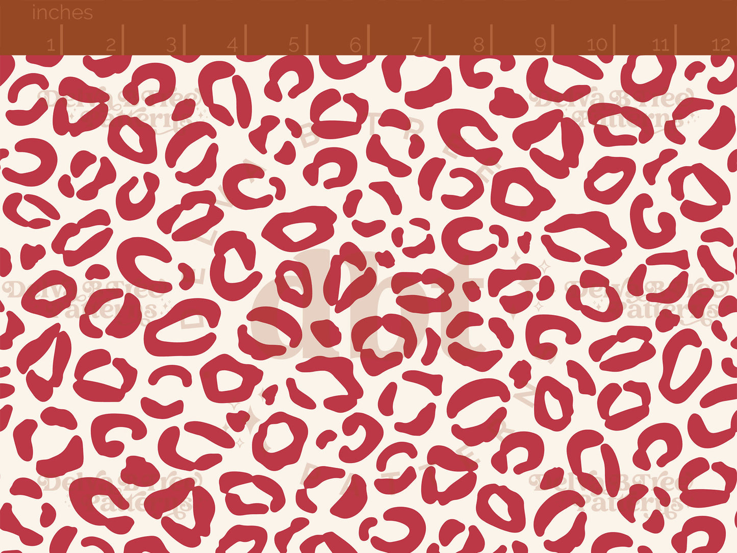 Red and cream leopard print seamless pattern scale digital file for small shops that make handmade products in small batches.