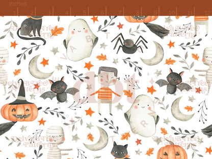 Watercolor cute kids Halloween seamless pattern digital file for small shops that make handmade products in small batches.