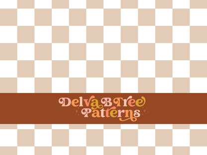 1" light brown and white checkered seamless file for fabric printing. Boho classic Checked Repeat Pattern for textiles, polymailers, baby boy lovey blankets, nursery crib bedding, kids clothing, girls hair accessories, home decor accents, pet products.