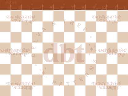 1" light brown and white checkers seamless pattern scale digital file for small shops that make handmade products in small batches.