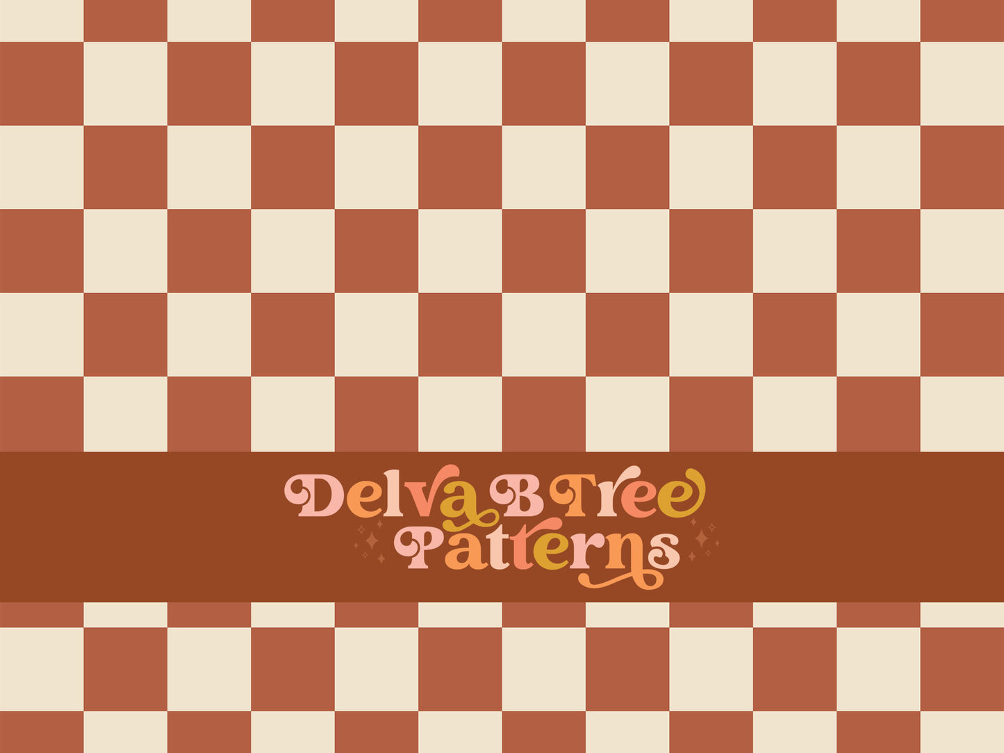 1" terracotta rust and off white / ivory / cream checkered seamless file for fabric printing. Boho classic Checked Repeat Pattern for textiles, polymailers, baby boy lovey blankets, nursery crib bedding, kids clothing, girls hair accessories, home decor accents, pet products.