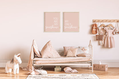 Blush Pink You Are My Sunshine My Only Sunshine Printable Wall Art, Digital Download