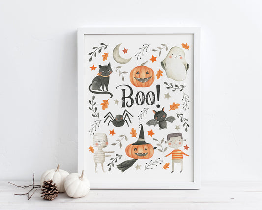 Boo Halloween Printable Wall Art, Digital Download