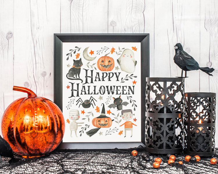 Happy Halloween Printable Wall Art, Digital Download