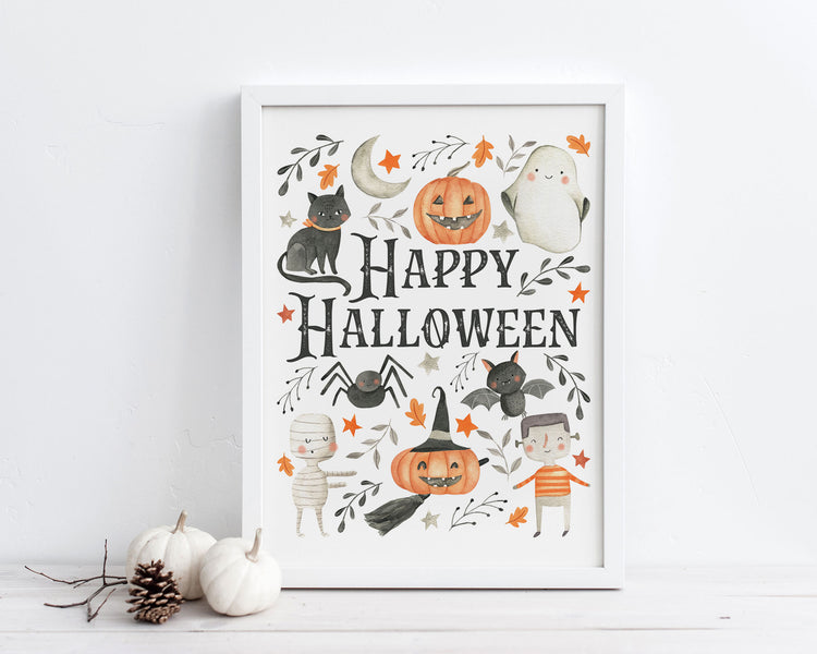 Happy Halloween Printable Wall Art, Digital Download