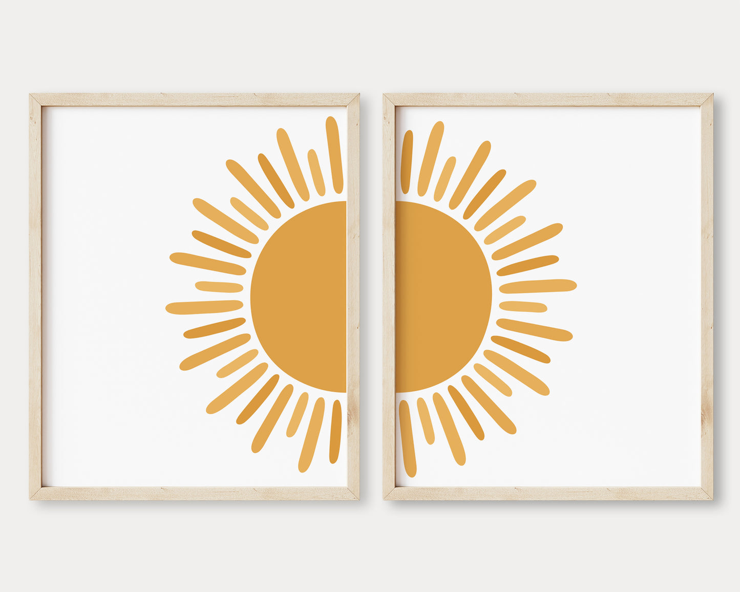 Mustard Yellow Sun Printable Wall Art, Digital Download