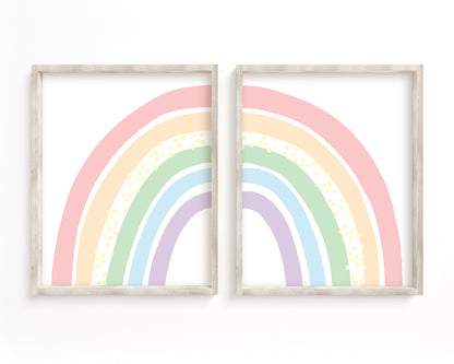 Pastel Rainbow Printable Wall Art Set of 2, Digital Download
