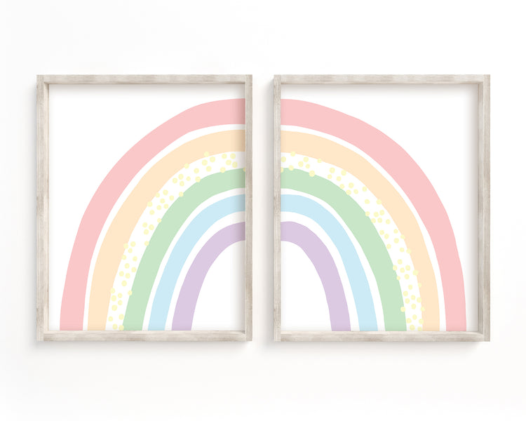 Pastel Rainbow Printable Wall Art Set of 2, Digital Download