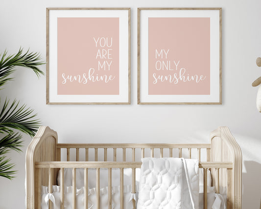 Blush Pink You Are My Sunshine My Only Sunshine Printable Wall Art, Digital Download