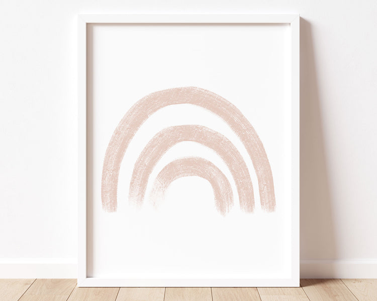 Blush pink rainbow in chalky brushstroke illlustration style perfect for Baby Nursery Décor, Little Boys Bedroom Wall Art, Toddler Girls Room Wall Hangings, Kiddos Bathroom Wall Art and Childrens Playroom Décor.