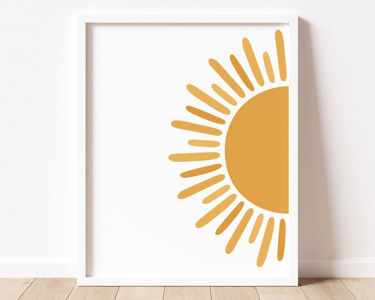 Mustard Yellow Sun Printable Wall Art, Digital Download