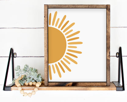 Mustard Yellow Sun Printable Wall Art, Digital Download