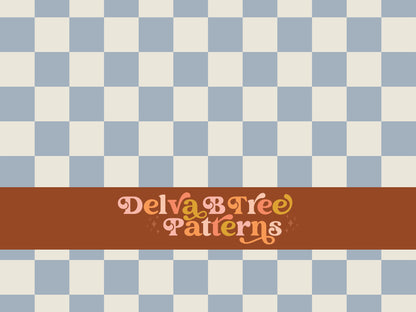 1" cadet blue and alabaster / vintage off white checkered seamless file for fabric printing perfect for Fourth of July. Boho classic Checked Repeat Pattern for textiles, polymailers, baby boy lovey blankets, nursery crib bedding, kids clothing, girls hair accessories, home decor accents, pet products.