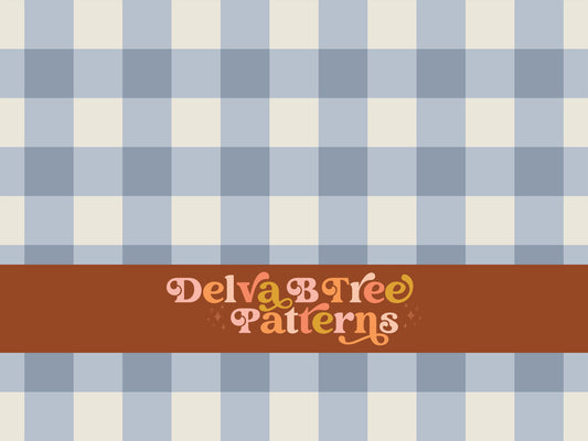 One inch pastel blue and alabaster / vintage off white gingham seamless file for fabric printing perfect for Fourth of July. Boho classic Checked Repeat Pattern for textiles, polymailers, baby boy lovey blankets, nursery crib bedding, kids clothing, girls hair accessories, home decor accents, pet products.