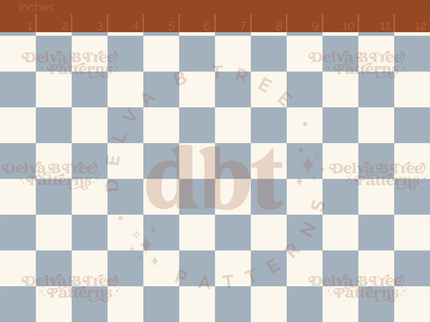 1" cadet blue and off white checkers seamless pattern scale digital file for small shops that make handmade products in small batches.