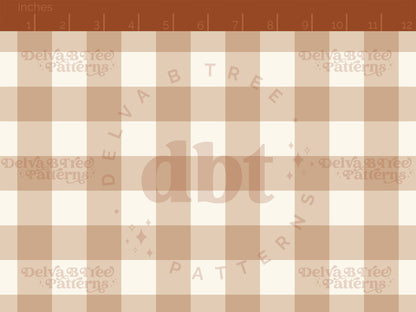 1" light brown and off white gingham seamless pattern scale digital file for small shops that make handmade products in small batches.