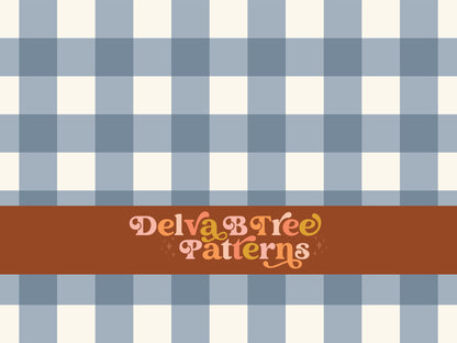 One inch cadet blue and off white gingham seamless file for fabric printing. Classic Buffalo Checked Repeat Pattern for textiles, polymailers, baby boy lovey blankets, nursery crib bedding, kids clothing, girls hair accessories, home decor accents, pet products.