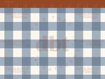 1" cadet blue and off white gingham seamless pattern scale digital file for small shops that make handmade products in small batches.