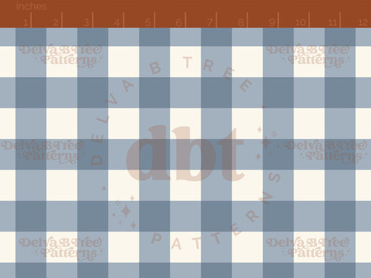 1" cadet blue and off white gingham seamless pattern scale digital file for small shops that make handmade products in small batches.