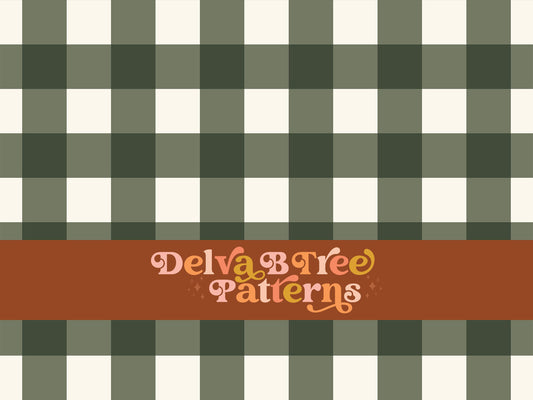 One inch camouflage green and off white gingham seamless file for fabric printing. Classic Buffalo Checked Repeat Pattern for textiles, polymailers, baby boy lovey blankets, nursery crib bedding, kids clothing, girls hair accessories, home decor accents, pet products.