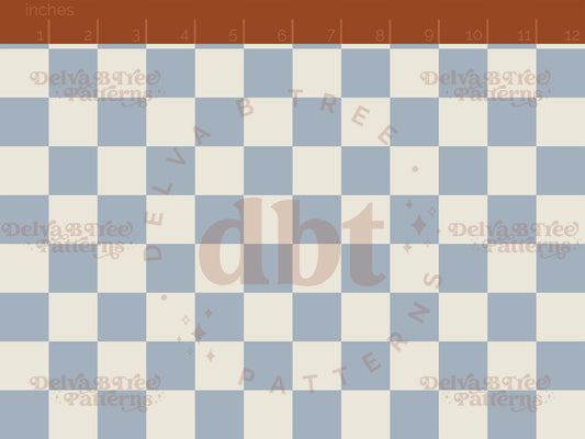1" cadet blue and alabaster / vintage off white checkers seamless pattern scale digital file for small shops that make handmade products in small batches.