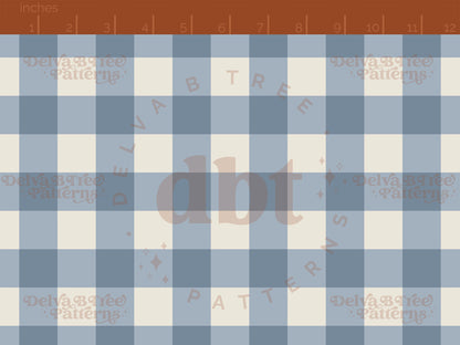 1" cadet blue and alabaster / vintage off white gingham seamless pattern scale digital file for small shops that make handmade products in small batches.