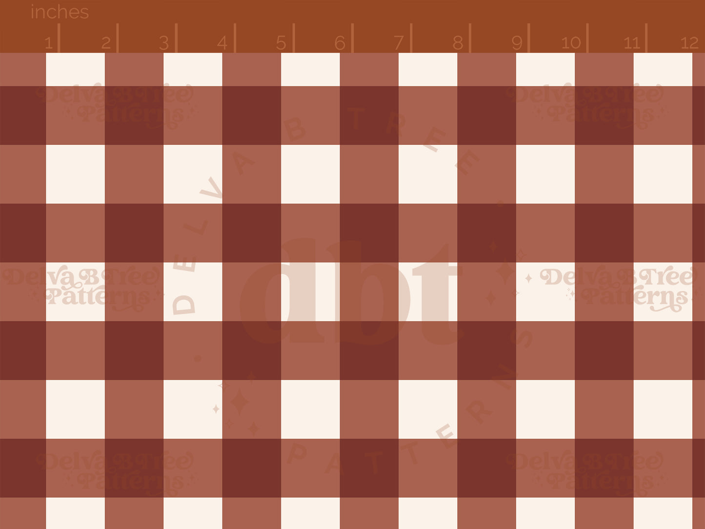 1" brown and white gingham seamless pattern scale digital file for small shops that make handmade products in small batches.