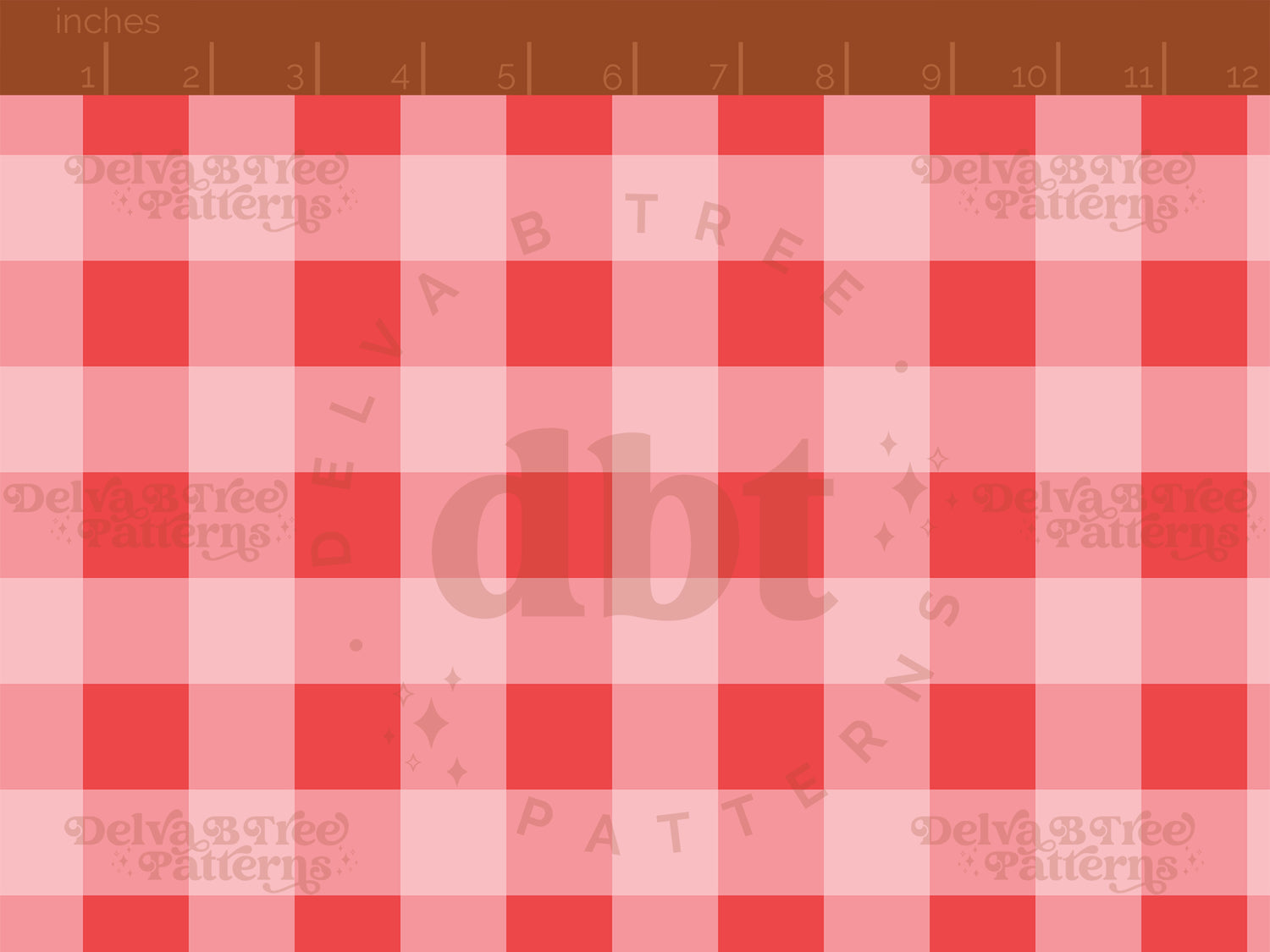 1" red and pink gingham seamless pattern scale digital file for small shops that make handmade products in small batches.
