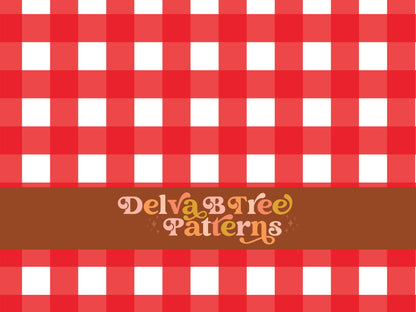 One inch red and white gingham seamless file for fabric printing. Classic Buffalo Checked Repeat Pattern for textiles, polymailers, baby boy lovey blankets, nursery crib bedding, kids clothing, girls hair accessories, home decor accents, pet products.