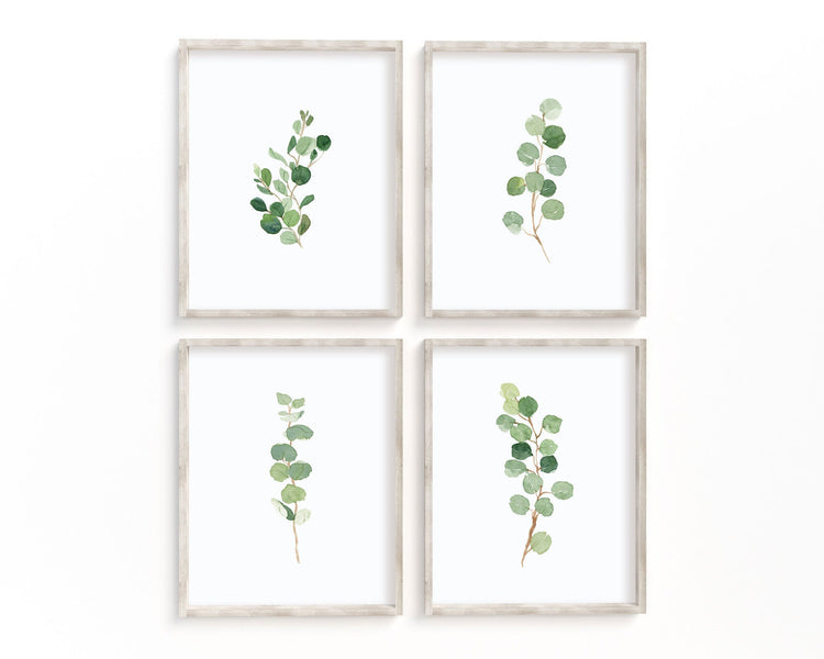 Watercolor Eucalyptus Set of 4 Printable Wall Art, Digital Download