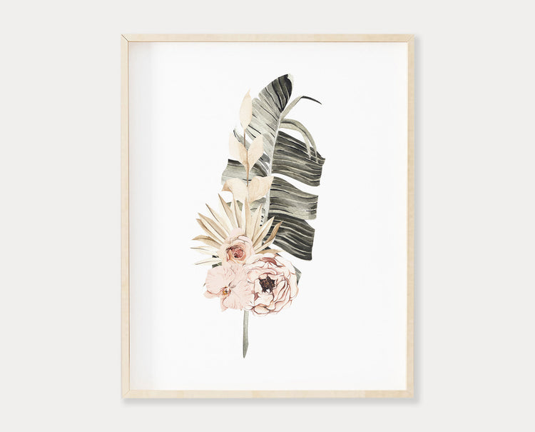 Floral Banana Leaf Print Set of 2 Printable Wall Art, Digital Download