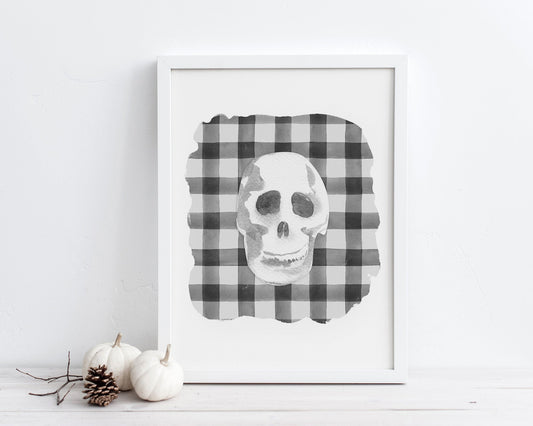 Skeleton Skull Halloween Printable Wall Art, Digital Download