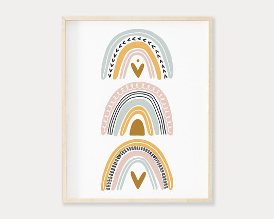 Vertical Pastel Rainbow Printable Wall Art, Digital Download
