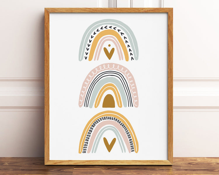 Vertical Pastel Rainbow Printable Wall Art, Digital Download