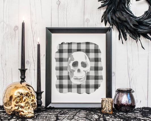 Skeleton Skull Halloween Printable Wall Art, Digital Download