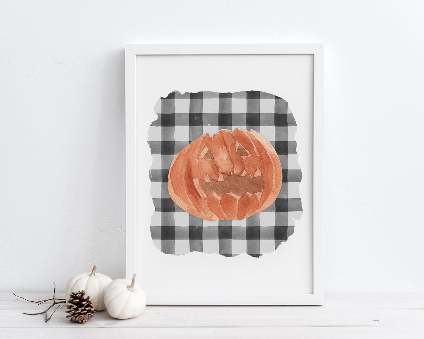 Orange Jack O Lantern Halloween Printable Wall Art, Digital Download