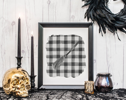 Witches Broom Halloween Printable Wall Art, Digital Download