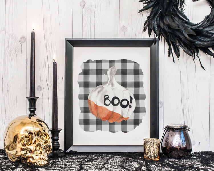 Boo Pumpkin Halloween Printable Wall Art, Digital Download
