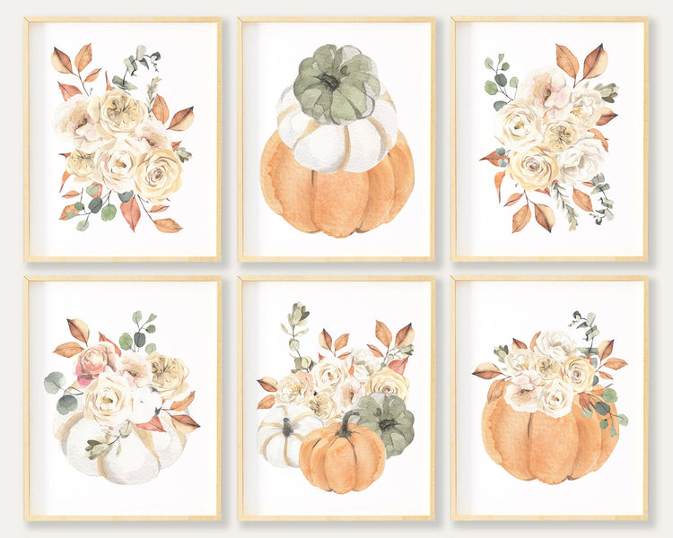 Floral Autumn Printable Wall Art Set of 6, Digital Download