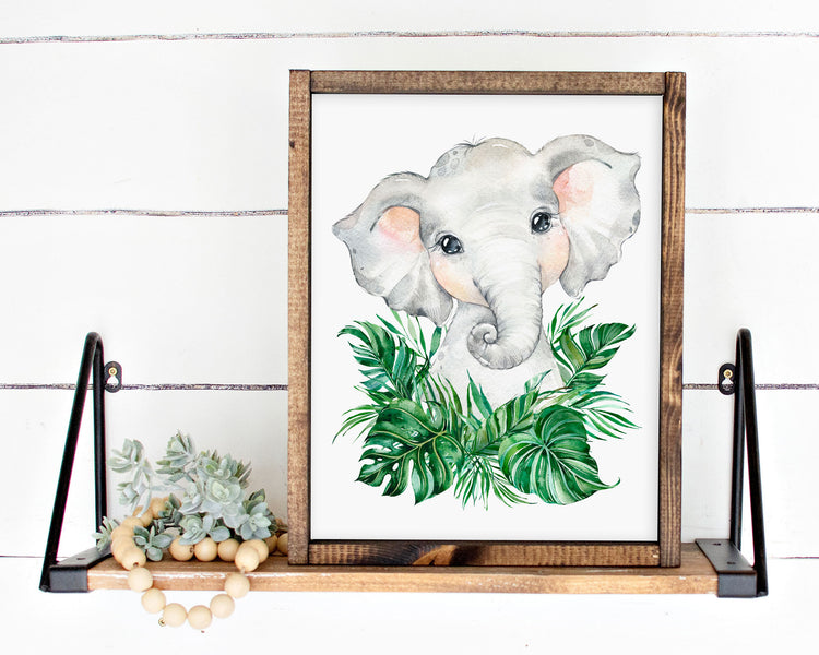 Safari Elephant Jungle Printable Wall Art, Digital Download