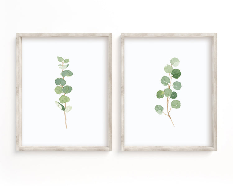 Watercolor Eucalyptus Set of 2 Printable Wall Art, Digital Download