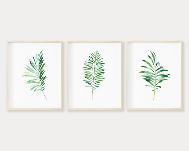 Botanical Palm Leaf Set of 3 Printable Wall Art, Digital Download