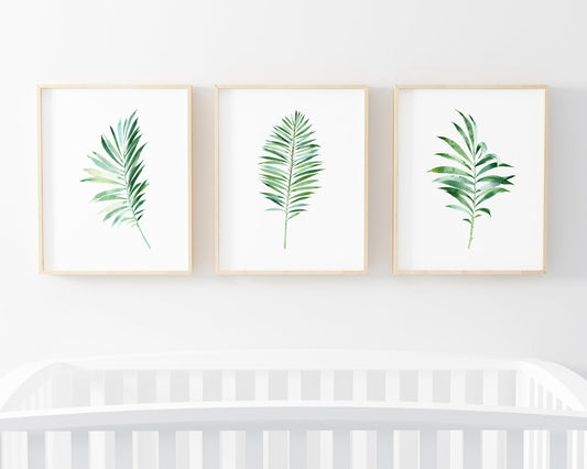Botanical Palm Leaf Set of 3 Printable Wall Art, Digital Download