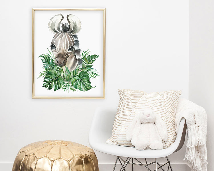 Safari Zebra Jungle Printable Wall Art, Digital Download